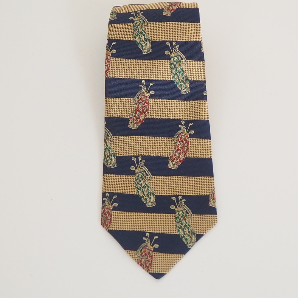 Vintage Robert Talbott Best of‎ Class Silk Golf Bag Stripe Necktie Mens Novelty